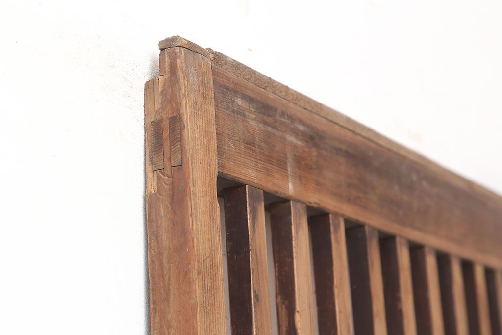 アンティーク建具　昭和初期　古い木の味わいが魅力の荒格子戸1枚(引き戸、建具)(R-045120)