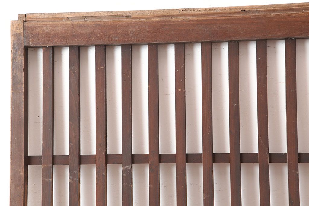 アンティーク建具　昭和初期　古い木の味わいが魅力の荒格子戸1枚(引き戸、建具)(R-045120)