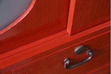 アンティーク家具　総桐材　カシュー　朱塗りの美しい色合いがモダンな桐箪笥(タンス、たんす、衣装箪笥)(R-045129)
