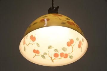 アンティーク照明　オールドノリタケ・則武(日陶)　柿　珍しいデザインの電笠(天井照明、シェード)(R-045130)