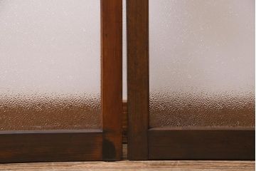 ビンテージ建具　昭和中期　ダイヤガラス・モールガラス　シンプルでレトロなガラス戸2枚セット(窓、引き戸)(R-045145)