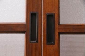 ビンテージ建具　昭和中期　ダイヤガラス・モールガラス　シンプルでレトロなガラス戸2枚セット(窓、引き戸)(R-045145)
