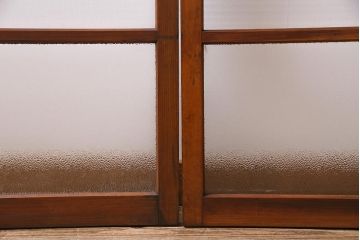 ビンテージ建具　昭和中期　ダイヤガラス・モールガラス　シンプルでレトロなガラス戸2枚セット(窓、引き戸)(R-045145)