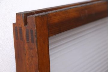 ビンテージ建具　昭和中期　ダイヤガラス・モールガラス　シンプルでレトロなガラス戸2枚セット(窓、引き戸)(R-045145)