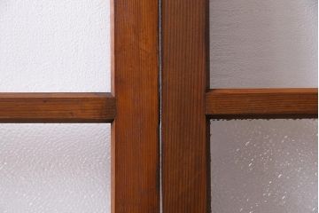 ビンテージ建具　昭和中期　ダイヤガラス・モールガラス　シンプルでレトロなガラス戸2枚セット(窓、引き戸)(R-045145)