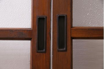 ビンテージ建具　昭和中期　ダイヤガラス・モールガラス　シンプルでレトロなガラス戸2枚セット(窓、引き戸)(R-045145)