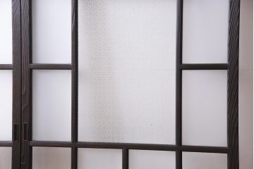 アンティーク建具　昭和初期　当店オリジナルガラス・花菱模様　大正ロマン香るガラス戸2枚セット(引き戸、建具)(R-045146)