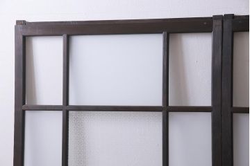 アンティーク建具　昭和初期　当店オリジナルガラス・花菱模様　大正ロマン香るガラス戸2枚セット(引き戸、建具)(R-045146)