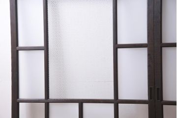 アンティーク建具　昭和初期　当店オリジナルガラス・花菱模様　大正ロマン香るガラス戸2枚セット(引き戸、建具)(R-045146)