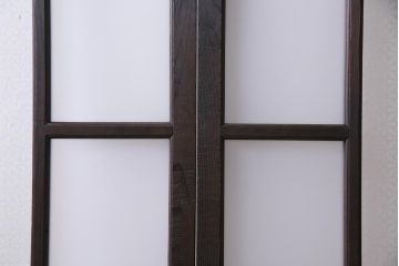 アンティーク建具　昭和初期　当店オリジナルガラス・花菱模様　大正ロマン香るガラス戸2枚セット(引き戸、建具)(R-045146)