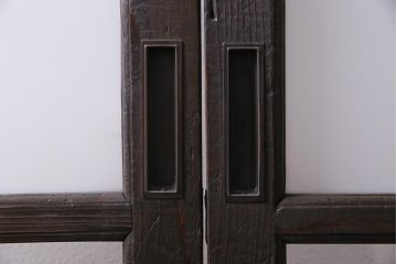 アンティーク建具　昭和初期　当店オリジナルガラス・花菱模様　大正ロマン香るガラス戸2枚セット(引き戸、建具)(R-045146)