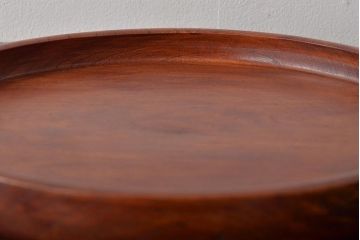 アンティーク雑貨　昭和初期　ケヤキ材製　明るい木色と木目が味わい深い丸盆(欅、トレー、お盆)(R-045151)