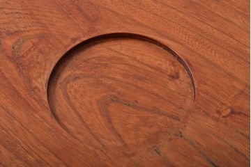 アンティーク雑貨　昭和初期　ケヤキ材製　明るい木色と木目が味わい深い丸盆(欅、トレー、お盆)(R-045151)