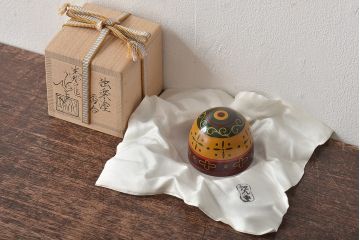 川端近左　独楽塗　香合　共箱　茶道具(R-045162)
