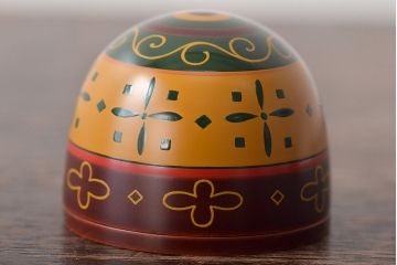川端近左　独楽塗　香合　共箱　茶道具(R-045162)
