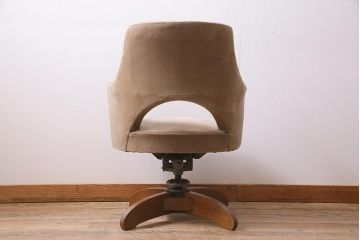ビンテージ家具　和製　昭和中期　珍しいデザインの昭和レトロな回転チェア(回転椅子、ドクターチェア、アームチェア、ワークチェア)(R-045172)