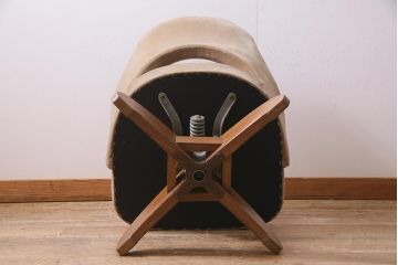 ビンテージ家具　和製　昭和中期　珍しいデザインの昭和レトロな回転チェア(回転椅子、ドクターチェア、アームチェア、ワークチェア)(R-045172)