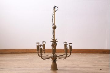 ヴィンテージ照明　アメリカビンテージ　8灯　星型のオブジェがポイントのシャンデリア(天井照明、吊り下げ照明)(R-045174)