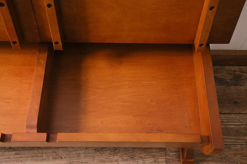 中古　横浜ダニエル(daniel)　A-532　3人掛け　木の温もりを感じるベンチロングチェア(ベンチ、ダイニングチェア、板座、長椅子)(定価約45万円)(R-045177)