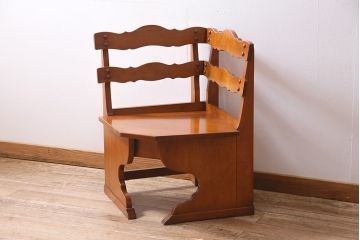 中古 横浜ダニエル(daniel) A-534 木の温もりを感じるベンチコーナーチェア(ベンチ、ダイニングチェア、板座)(定価約37万円)(R-045179)