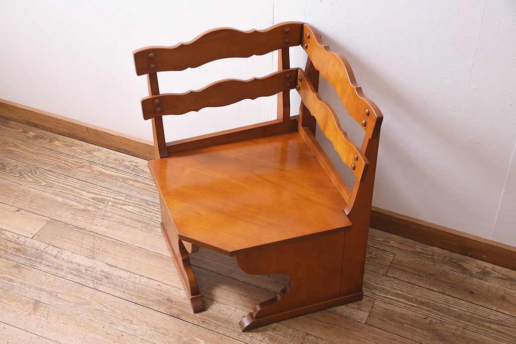 中古 横浜ダニエル(daniel) A-534 木の温もりを感じるベンチコーナーチェア(ベンチ、ダイニングチェア、板座)(定価約37万円)(R-045179)
