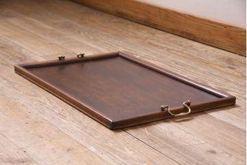 アンティーク雑貨　和製アンティーク　大正期　使い込まれた味わいが魅力の木製トレー(角盆、お盆)(R-045181)