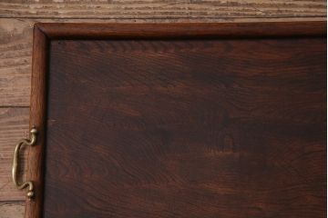 アンティーク雑貨　和製アンティーク　大正期　使い込まれた味わいが魅力の木製トレー(角盆、お盆)(R-045181)