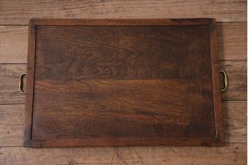 アンティーク雑貨　和製アンティーク　大正期　使い込まれた味わいが魅力の木製トレー(角盆、お盆)(R-045181)