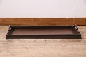 アンティーク雑貨　イギリスアンティーク　マホガニー材　気品漂う木製トレー(大)(サービングトレイ、角盆、お盆)(R-045182)