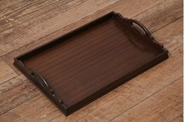 アンティーク雑貨　イギリスアンティーク　マホガニー材　気品漂う木製トレー(小)(サービングトレイ、角盆、お盆)(R-045184)
