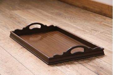アンティーク雑貨　イギリスアンティーク　マホガニー材　気品漂う木製トレー(小)(サービングトレイ、角盆、お盆)(R-045184)