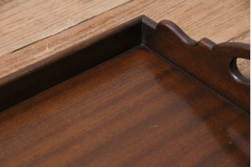 アンティーク雑貨　イギリスアンティーク　マホガニー材　気品漂う木製トレー(小)(サービングトレイ、角盆、お盆)(R-045184)