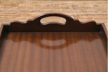 アンティーク雑貨　イギリスアンティーク　マホガニー材　気品漂う木製トレー(小)(サービングトレイ、角盆、お盆)(R-045184)