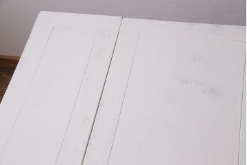 アンティーク家具　イギリスアンティーク　白いペイントのドローリーフテーブル(エクステンションテーブル、ダイニングテーブル)(R-045218)