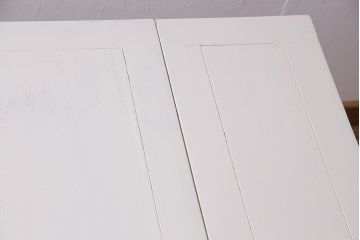 アンティーク家具　イギリスアンティーク　白いペイントのドローリーフテーブル(エクステンションテーブル、ダイニングテーブル)(R-045218)