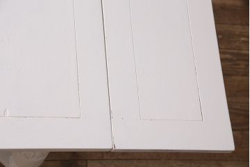アンティーク家具　イギリスアンティーク　白いペイントのドローリーフテーブル(エクステンションテーブル、ダイニングテーブル)(R-045218)