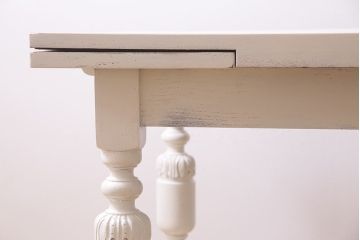 アンティーク家具　イギリスアンティーク　白いペイントのドローリーフテーブル(エクステンションテーブル、ダイニングテーブル)(R-045218)
