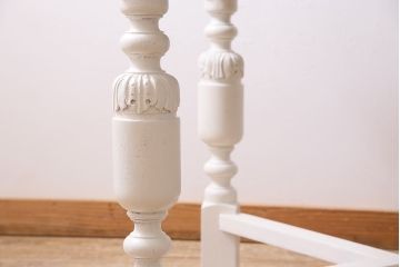 アンティーク家具　イギリスアンティーク　白いペイントのドローリーフテーブル(エクステンションテーブル、ダイニングテーブル)(R-045218)