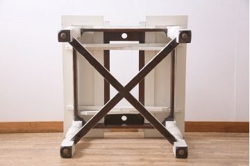 アンティーク家具　イギリスアンティーク　白いペイントのドローリーフテーブル(エクステンションテーブル、ダイニングテーブル)(R-045218)