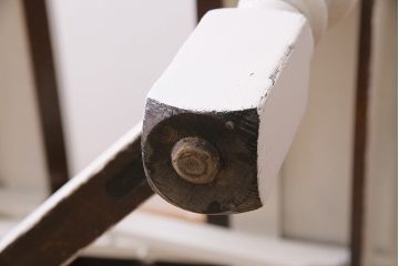 アンティーク家具　イギリスアンティーク　白いペイントのドローリーフテーブル(エクステンションテーブル、ダイニングテーブル)(R-045218)