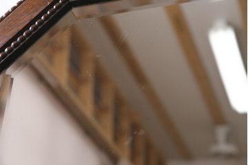 アンティーク雑貨　イギリスアンティーク　オーク材　八角形のフレームがおしゃれなウォールミラー(壁掛けミラー、鏡)(R-045241)