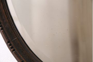 アンティーク雑貨　和製アンティーク　オーク材　オーバル型　品のある佇まいが魅力の壁掛けミラー(ウォールミラー、鏡)(R-045242)