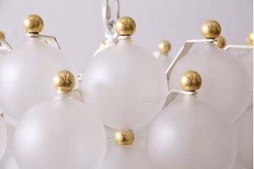 ヴィンテージ照明　イギリスビンテージ　パールのようなデザインが素敵なシャンデリア(吊り下げ照明、天井照明)(R-045256)
