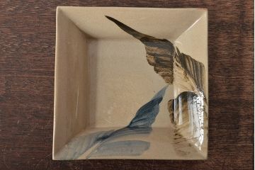 乾山銘　角皿5枚(写し?、図変り、草花文、茶道具、和食器)(R-045264)