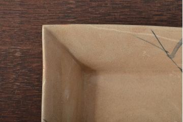 乾山銘　角皿5枚(写し?、図変り、草花文、茶道具、和食器)(R-045264)