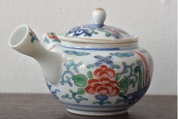 明治〜大正　九谷焼　色絵　茶器セット(急須、湯冷まし、茶碗、湯呑み、和食器)(R-045265)
