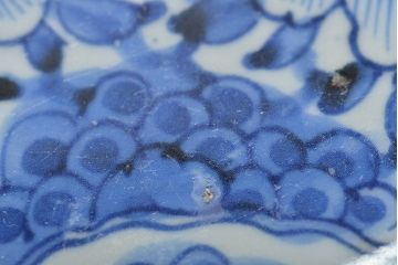 江戸期　古伊万里　長皿　線描なます皿　龍の図　蓋茶碗　海老皿など5点(染付、和食器)(R-045269)
