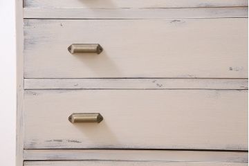 アンティーク家具　昭和中期　モールガラス入り　シャビーなペイントがおしゃれなチェスト(引き出し)(R-045278)
