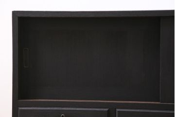 アンティーク家具　和製　昭和中期　総桐材　シックでモダンな雰囲気が魅力の鉄脚付きローボード(テレビ台、戸棚、収納棚)(R-045300)