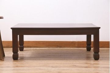 アンティーク家具　大正昭和初期　ケヤキ材　脚の意匠が目を引く座卓(センターテーブル、ローテーブル)(R-045303)